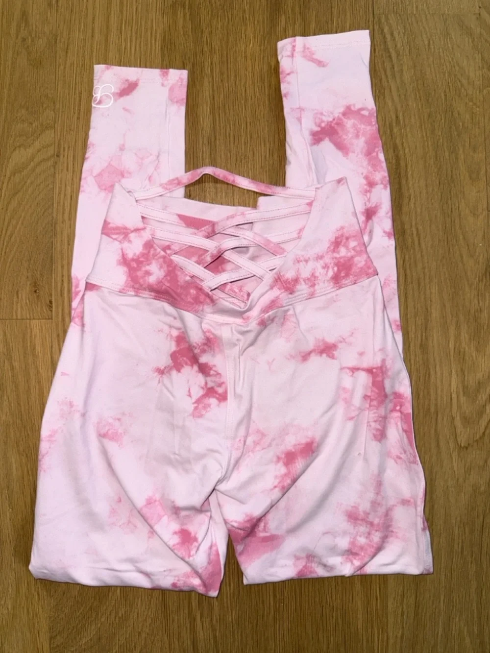 Bombshell Sportswear Pink Tie-Dye Crisscross Sports Bra & Legging Set, S/XS - Picture 7 of 10